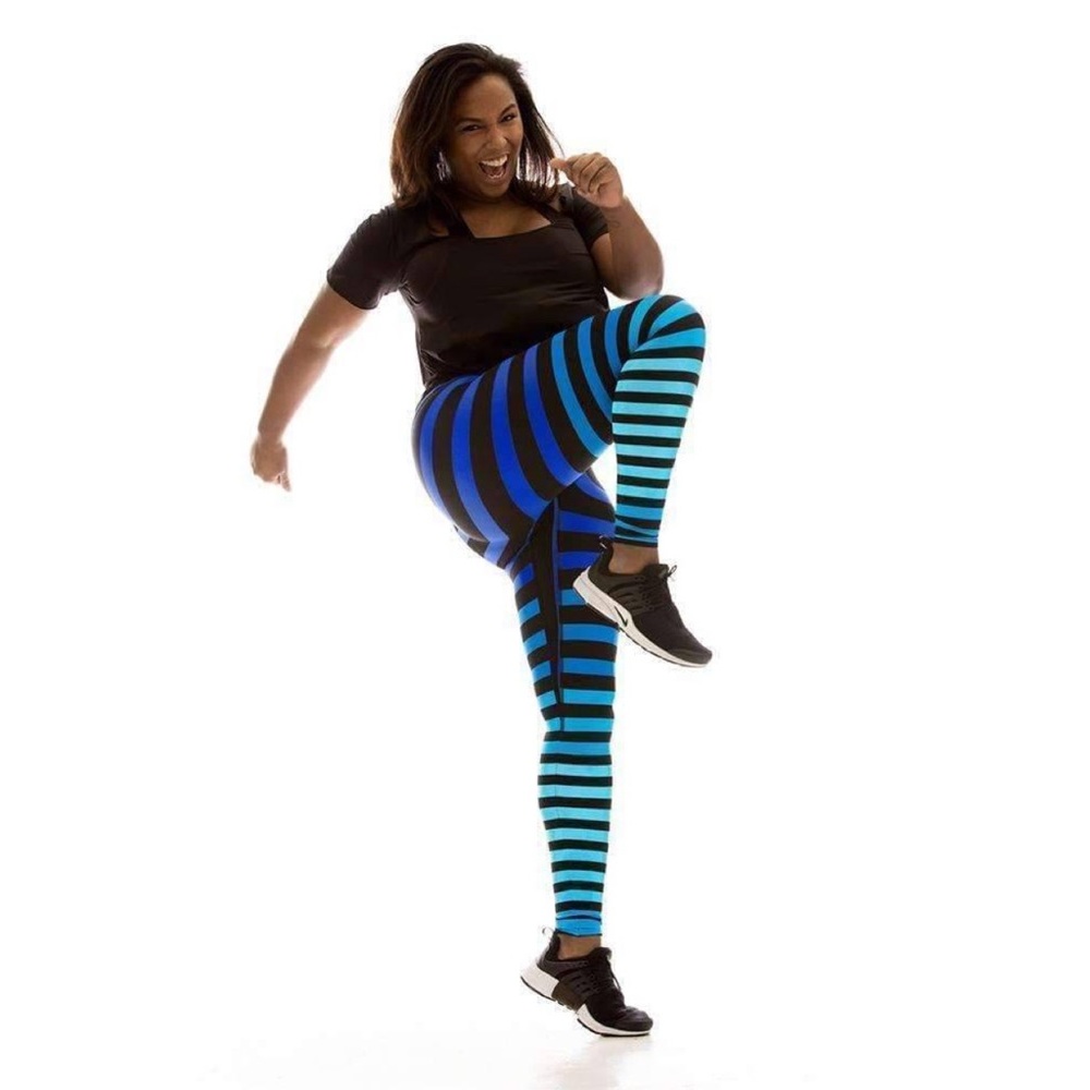 Kdeer Alexis NEW blue ombré stripe leggings BNWOT M